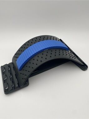 Adjustable Back Stretcher Lumbar Spine Stretching Support, Black/Blue